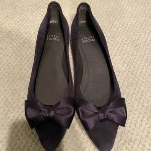 Stuart Weitzman Navy Blue Flats with Bow